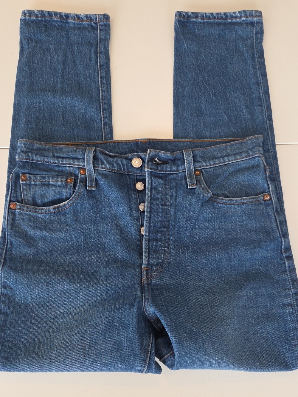 Levi's Men's Medium Blue Straight Jeans with Button-Fly